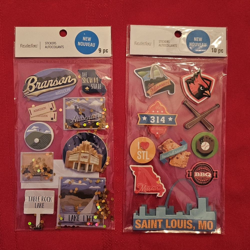 NWT - Recollections Stickers Scrapbook Missouri -Saint Louis, Branson Lot of 9